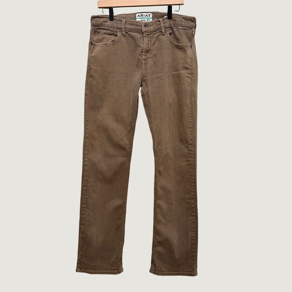 Ariat M7 Slim Fit Straight Leg Jeans 34x32 Grizzly Peat Brown Denim Western
